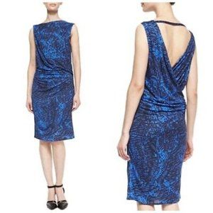 Helmut Lang Draped Open Back Jersey Gathered Waist Dress